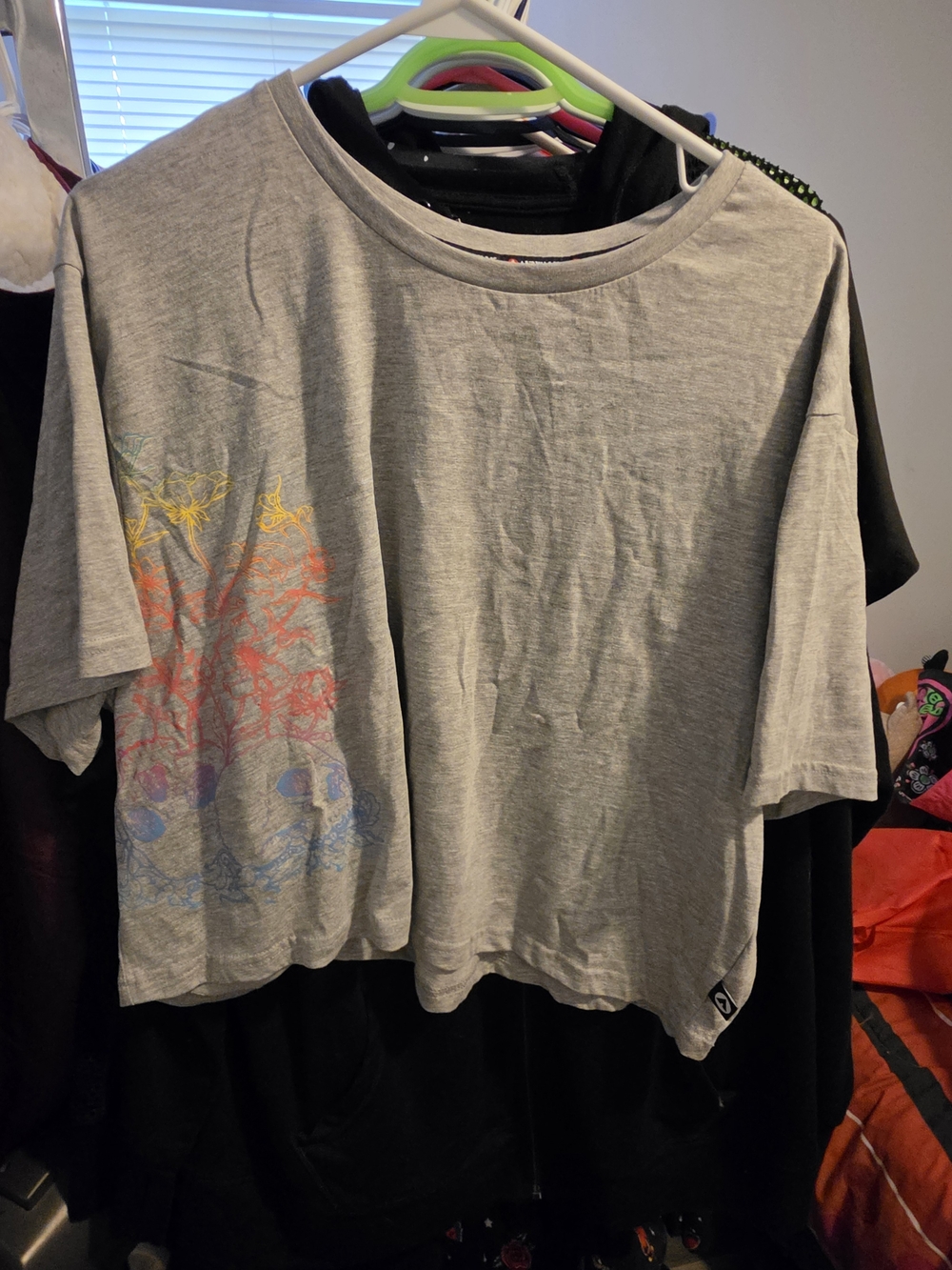 Airwalk Gray Crop Tee with Multicolor Graphic